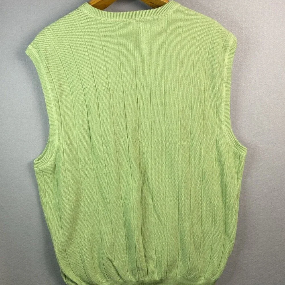Jack Nicklaus Vest Men’s XL Lime Green 70% Silk, 30% Cotton Knit Golf Athleisure - Picture 9 of 10
